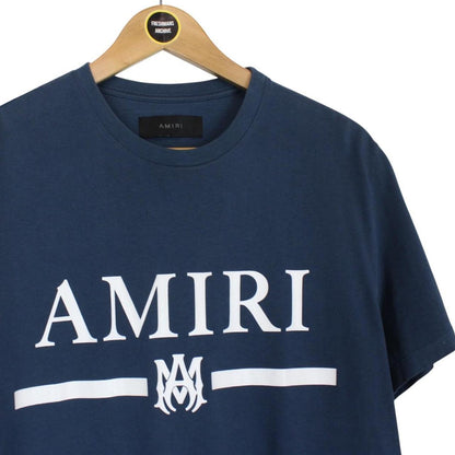 Amiri Blue and White Short Sleeve MA Bar Logo Print T-Shirt
