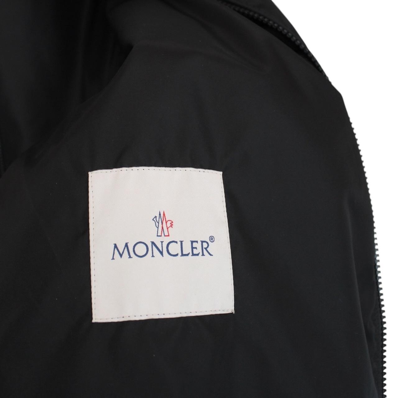 Moncler black windbreaker jacket full zip nylon with logo detail and excellent condition.