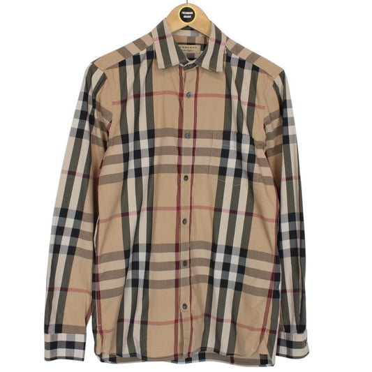 Burberry Tan Brown Nova Check Long Sleeve Cotton Shirt
