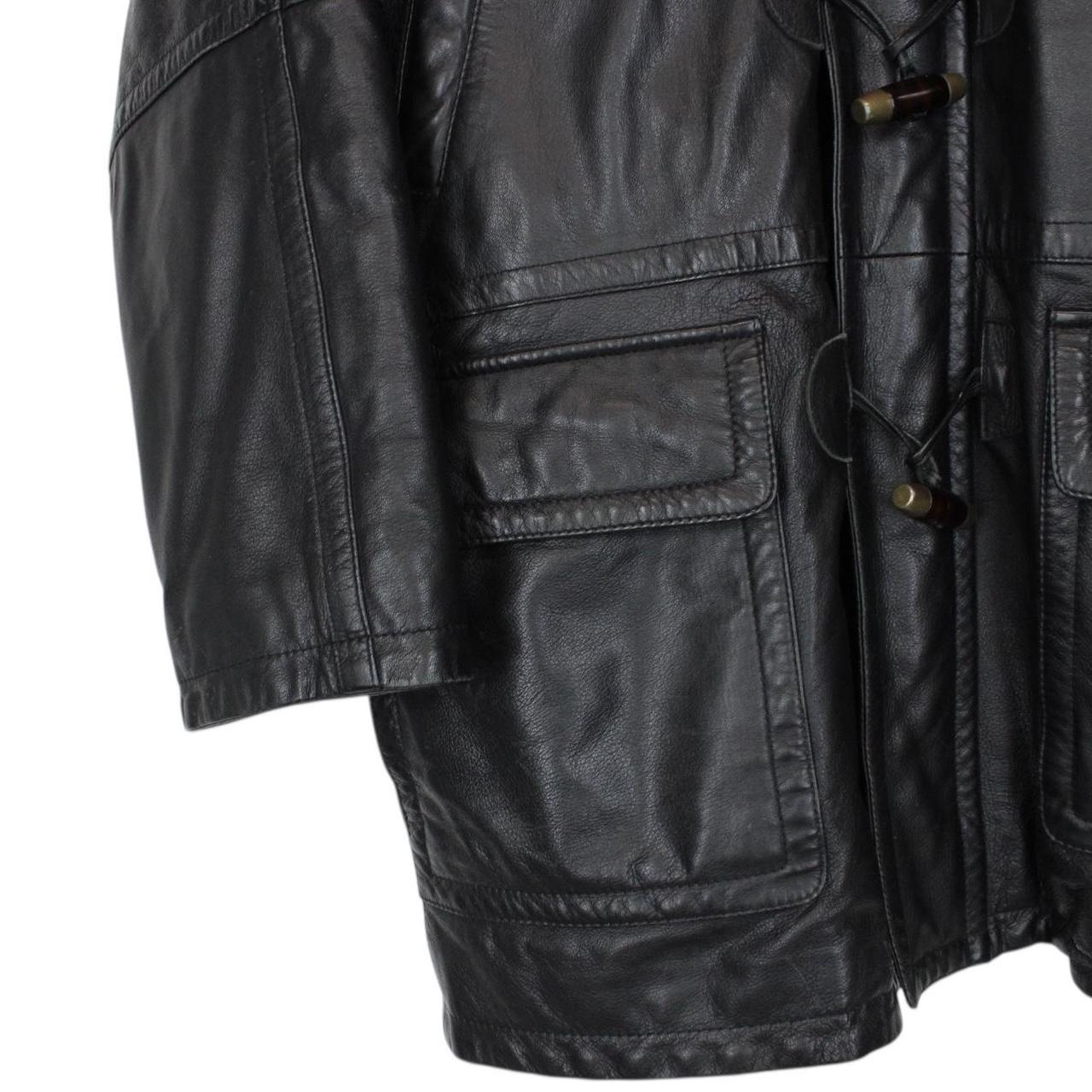 Vintage 90s Burberry Black Nova Check Lined Leather Duffle Coat
