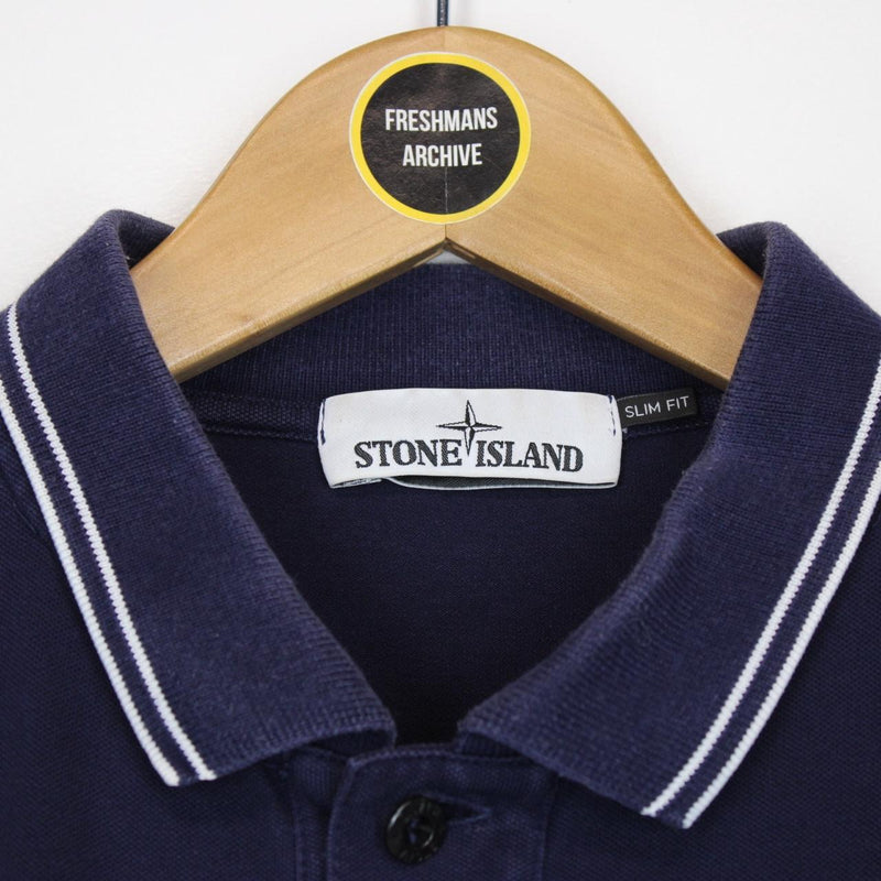 Stone Island Navy Blue Short Sleeve Compass Polo Shirt