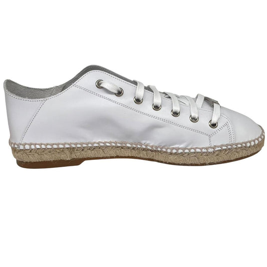 Dsquared2 White and Brown Leather Flat Espadrille Trainers