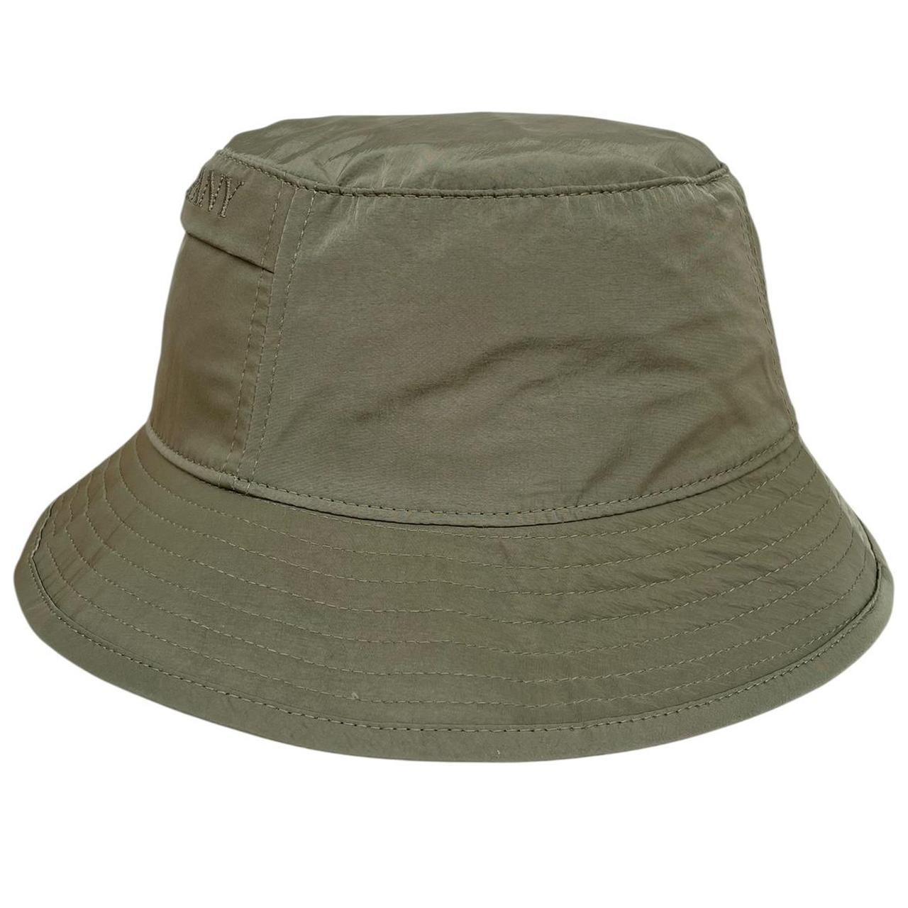 CP Company green bucket hat embroidered logo, made from Chrome-R nylon material.
