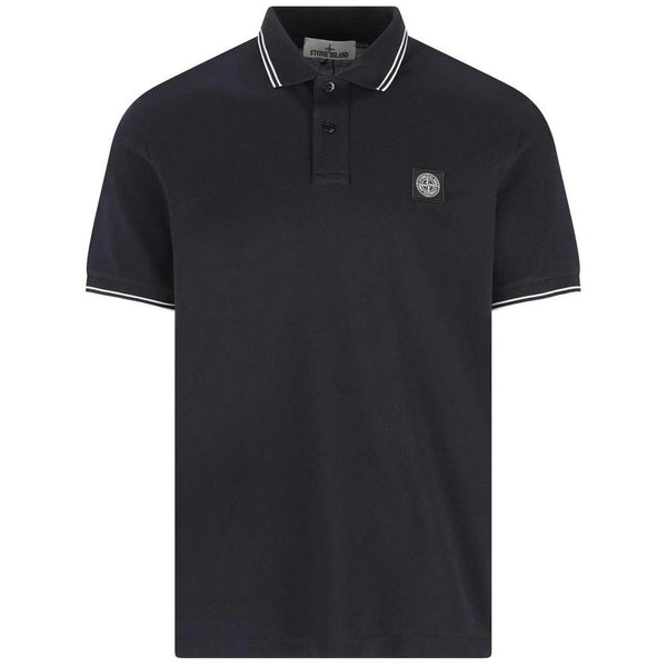 Stone Island Navy Blue Short Sleeve Slim Fit Organic Cotton Polo Shirt