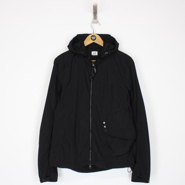 CP Company Black Full Zip Chrome Nylon Garment Dyed Goggle Jacket