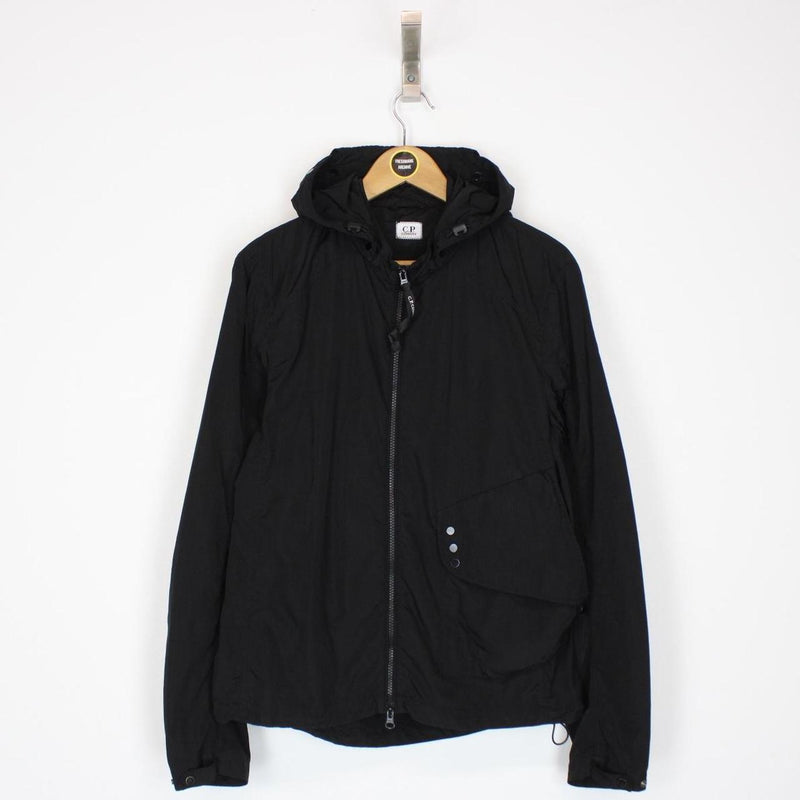 CP Company Black Full Zip Chrome Nylon Garment Dyed Goggle Jacket
