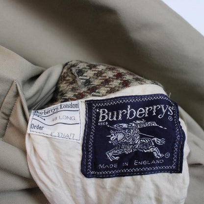 Vintage 90s Burberry Tan and Brown Cotton and Wool Reversible Trench Coat