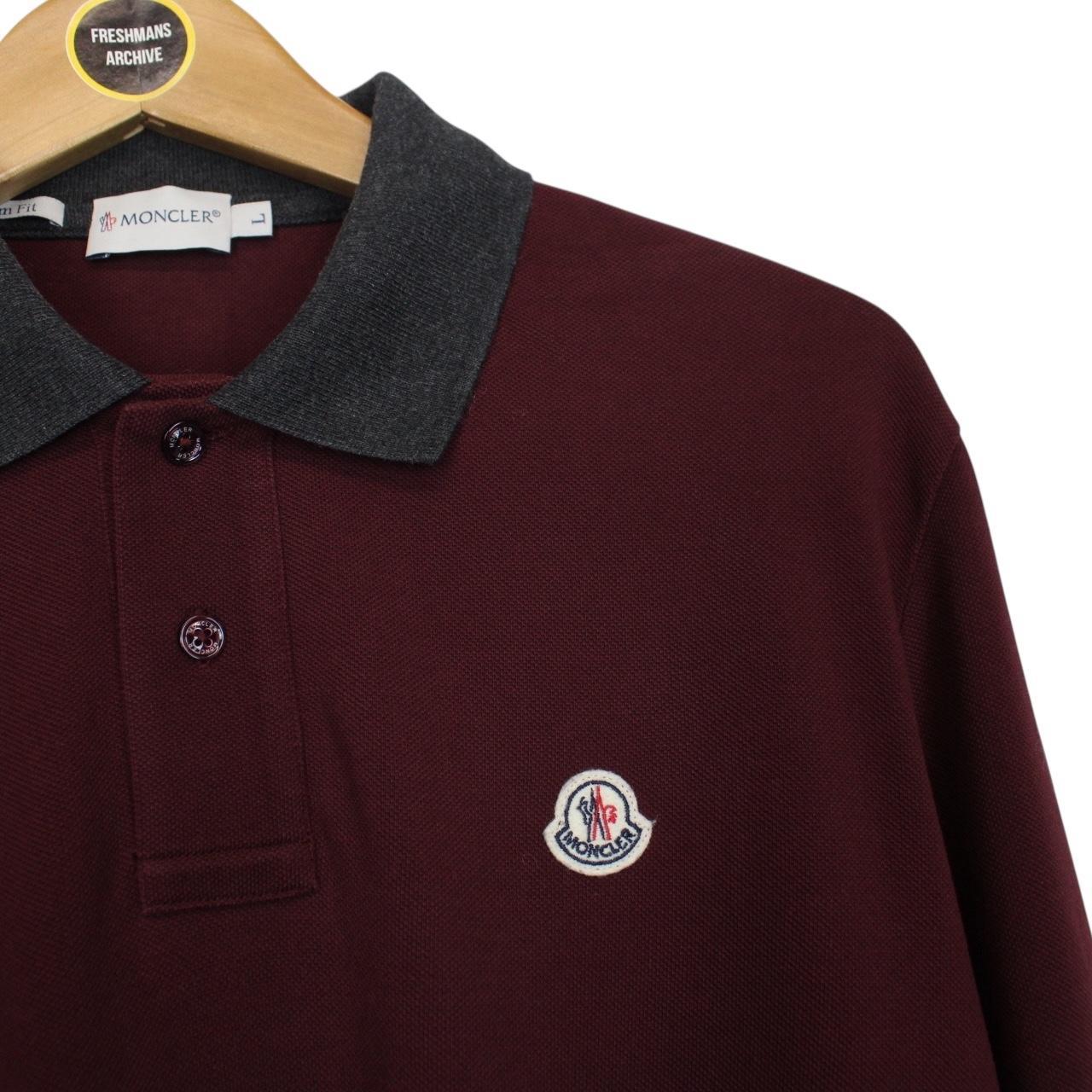Moncler Maglia Manica Lunga Burgundy Long Sleeve Polo Shirt