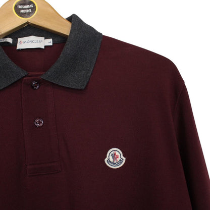 Moncler Maglia Manica Lunga Burgundy Long Sleeve Polo Shirt