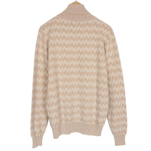 Missoni Beige Cashmere Wool Knit Roll Neck Sweater Jumper