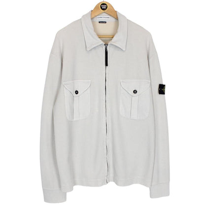 Vintage Stone Island SS 2000 Light Grey Ribbed Cotton/Nylon Full Zip Sweatshirt