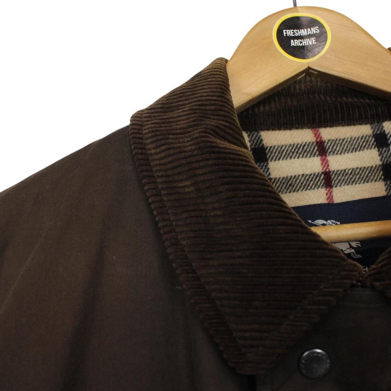 Vintage Burberry London Brown Coated Cotton Wool Nova Check Lined Jacket