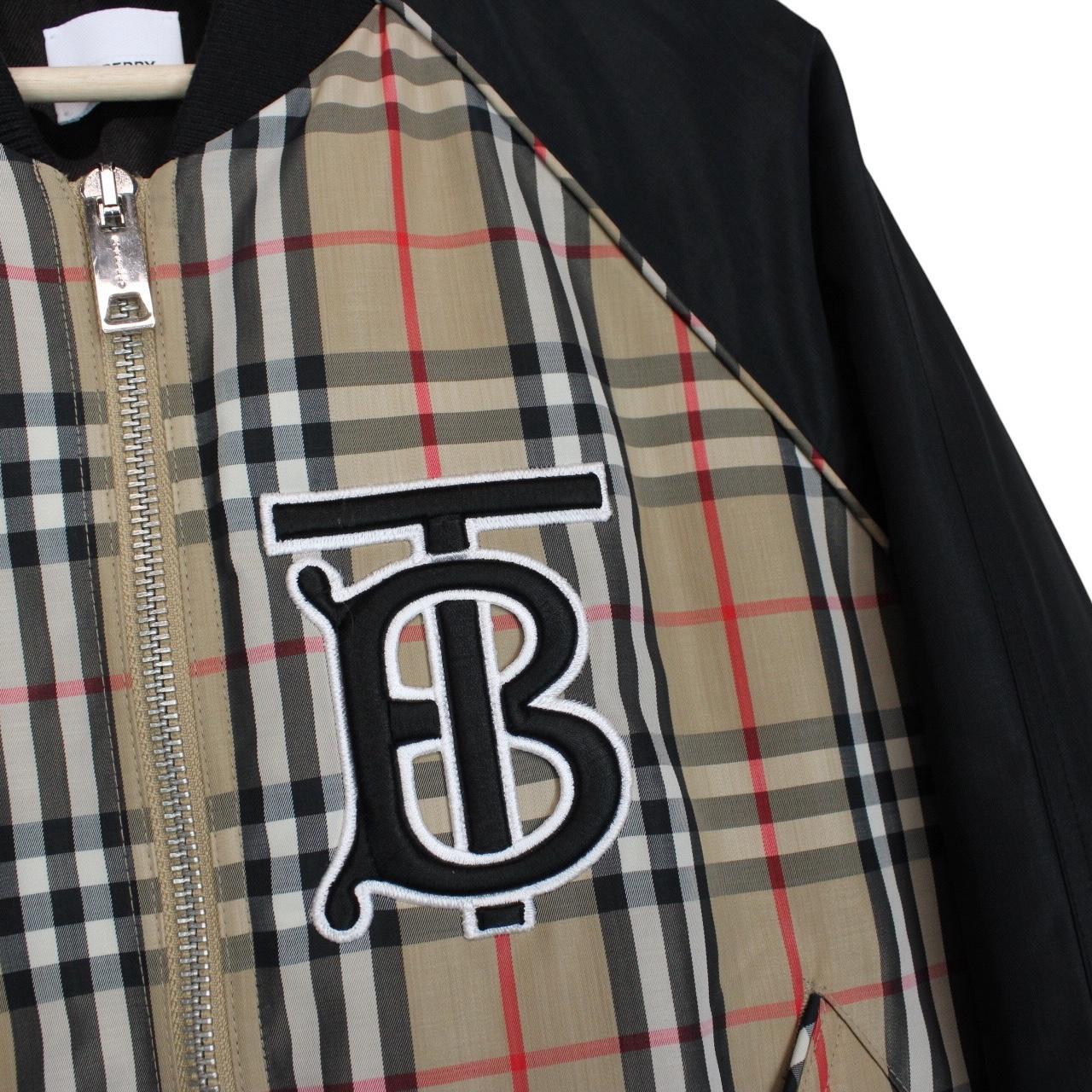 Burberry Tan and Black Nova Check Full Zip Harlington Bomber Jacket