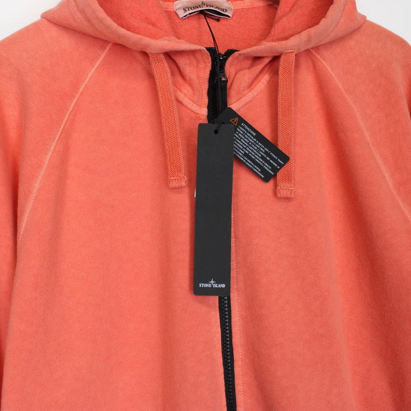 Stone Island SS 2022 Orange Full Zip Cotton Hoodie Jumper
