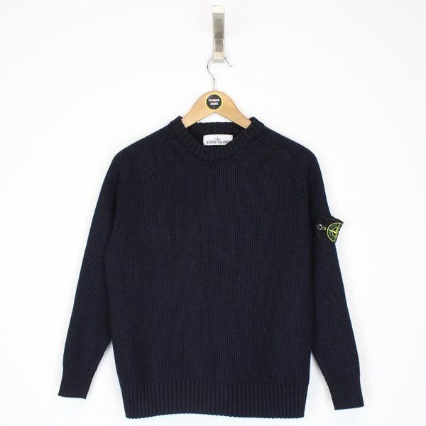 Stone Island AW 2016 Navy Blue Ribbed Wool Knit Jumper