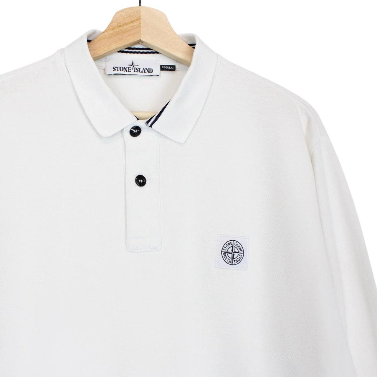 Stone Island SS 2016 White Long Sleeve Compass Polo Shirt