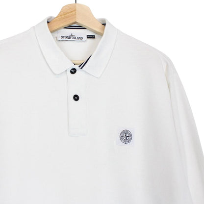 Stone Island SS 2016 White Long Sleeve Compass Polo Shirt
