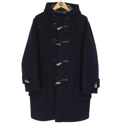 Vintage 90s Burberry Navy Blue Nova Check Wool Duffle Coat