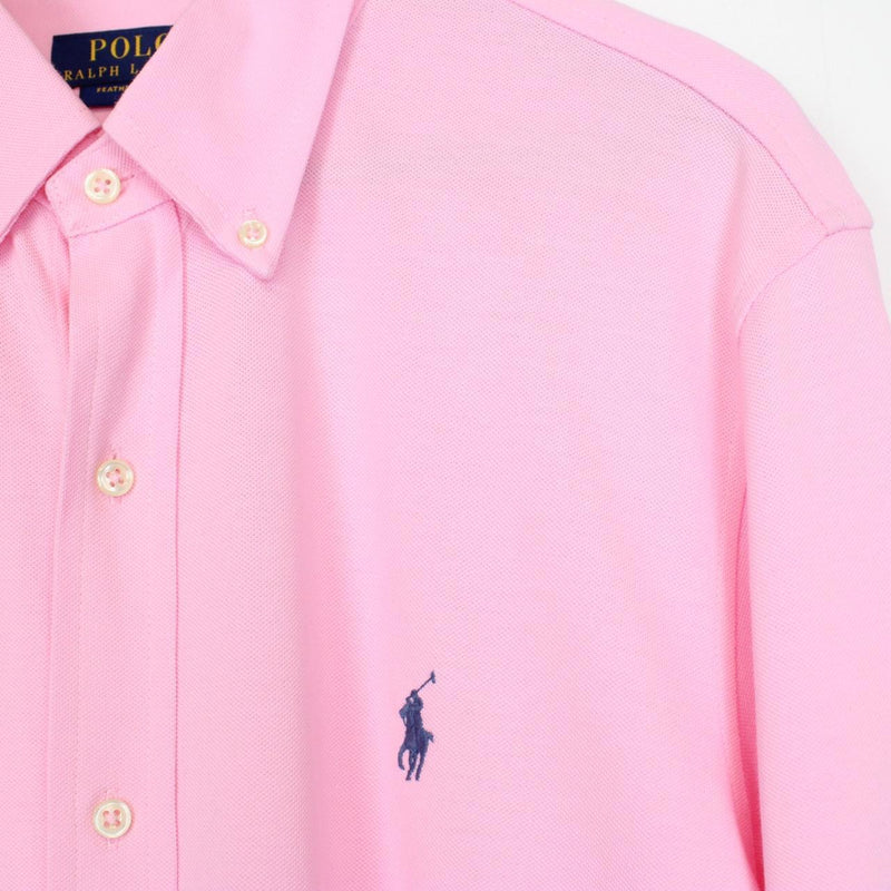Polo Ralph Lauren Pink Long Sleeve Cotton Featherweight Mesh Shirt