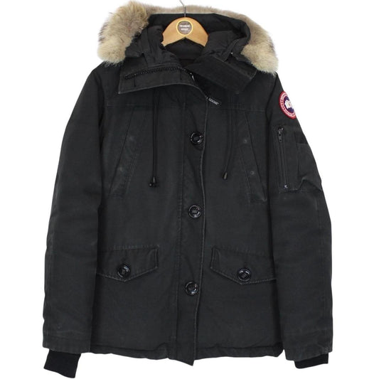 Canada Goose Black Montebello Parka Down Coat with Fur Trim