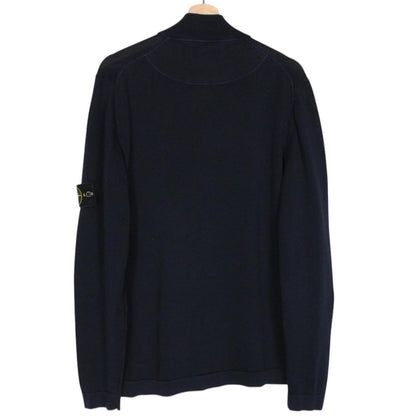 Stone Island SS 2020 Navy Blue Cotton Micro Stitch Full Zip Jumper
