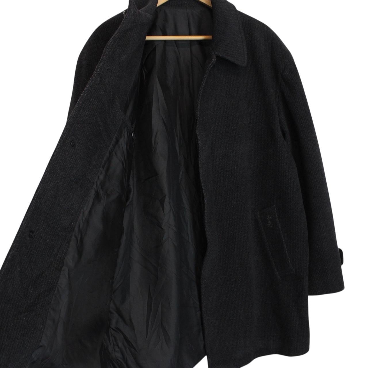 Vintage 90s Yves Saint Laurent Dark Grey Wool Blend Peacoat