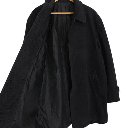 Vintage 90s Yves Saint Laurent Dark Grey Wool Blend Peacoat