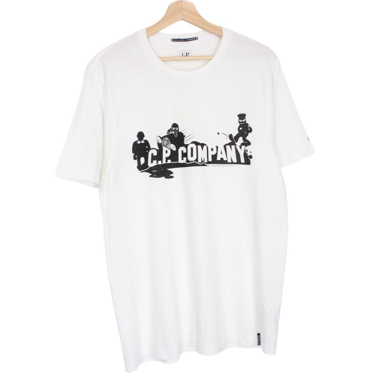 CP Company black and white comic print cotton t-shirt with pocket detail.