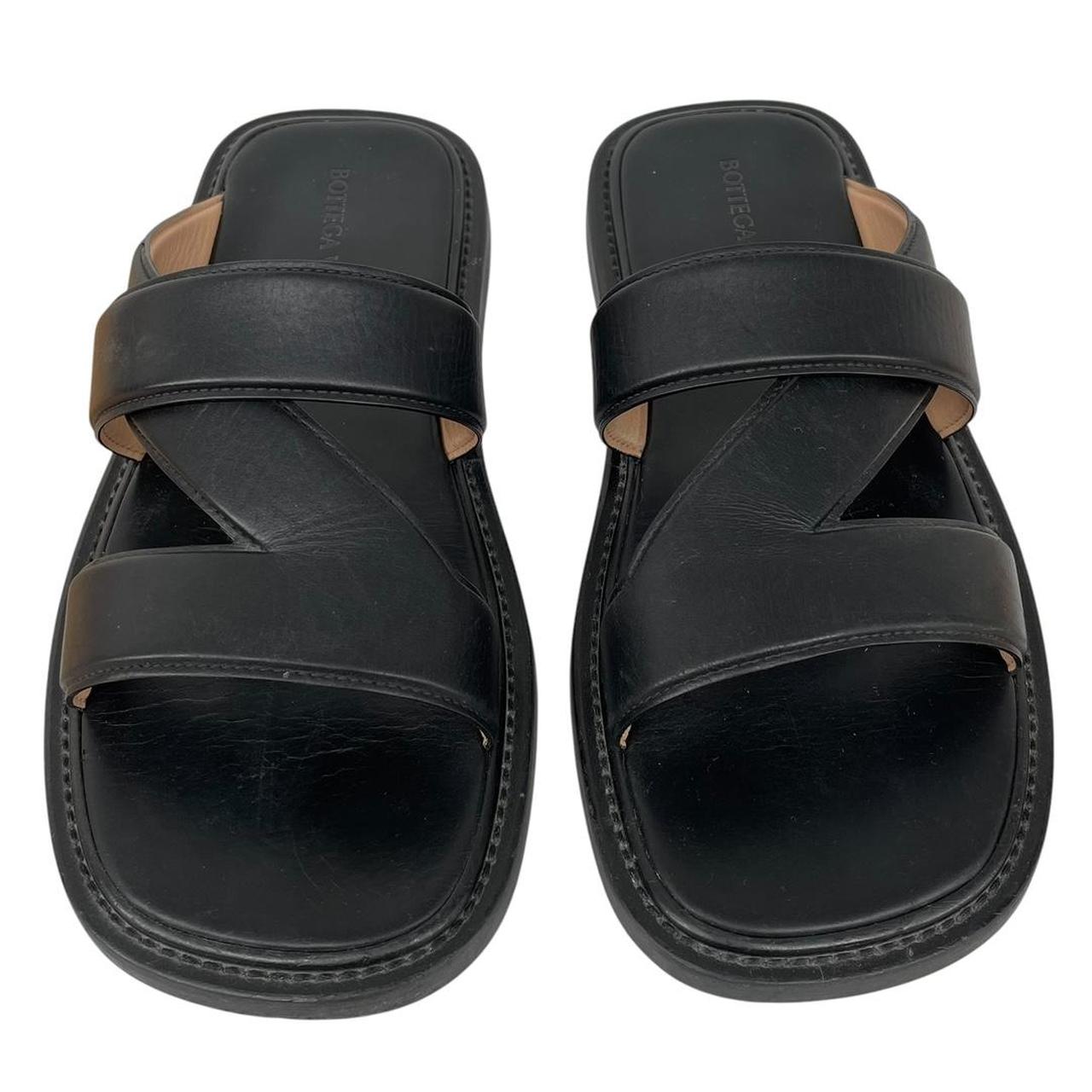 Bottega Veneta Black Calf Leather Band Sandals