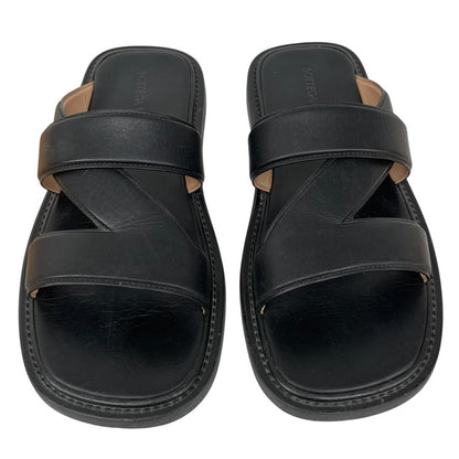 Bottega Veneta Black Calf Leather Band Sandals