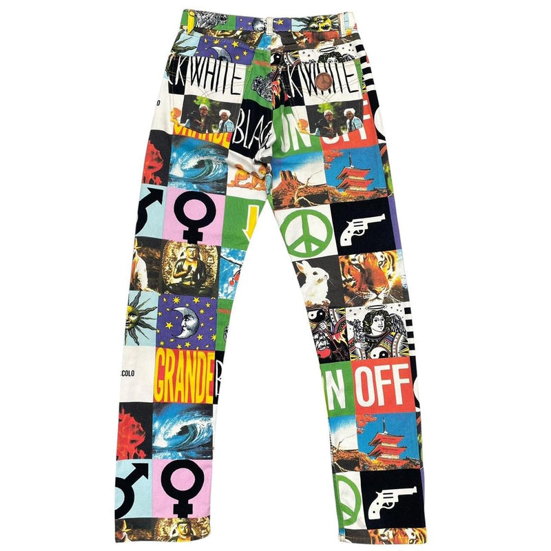 Vintage 90s Moschino Multicoloured Opposites Ying Yang Tapered Fit Jeans