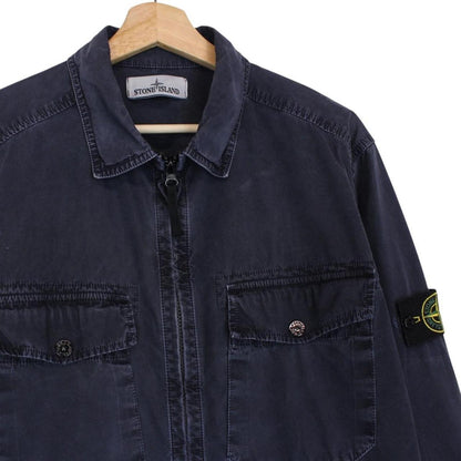 Stone Island AW 2014 Navy Blue Full Zip Cotton Overshirt Jacket