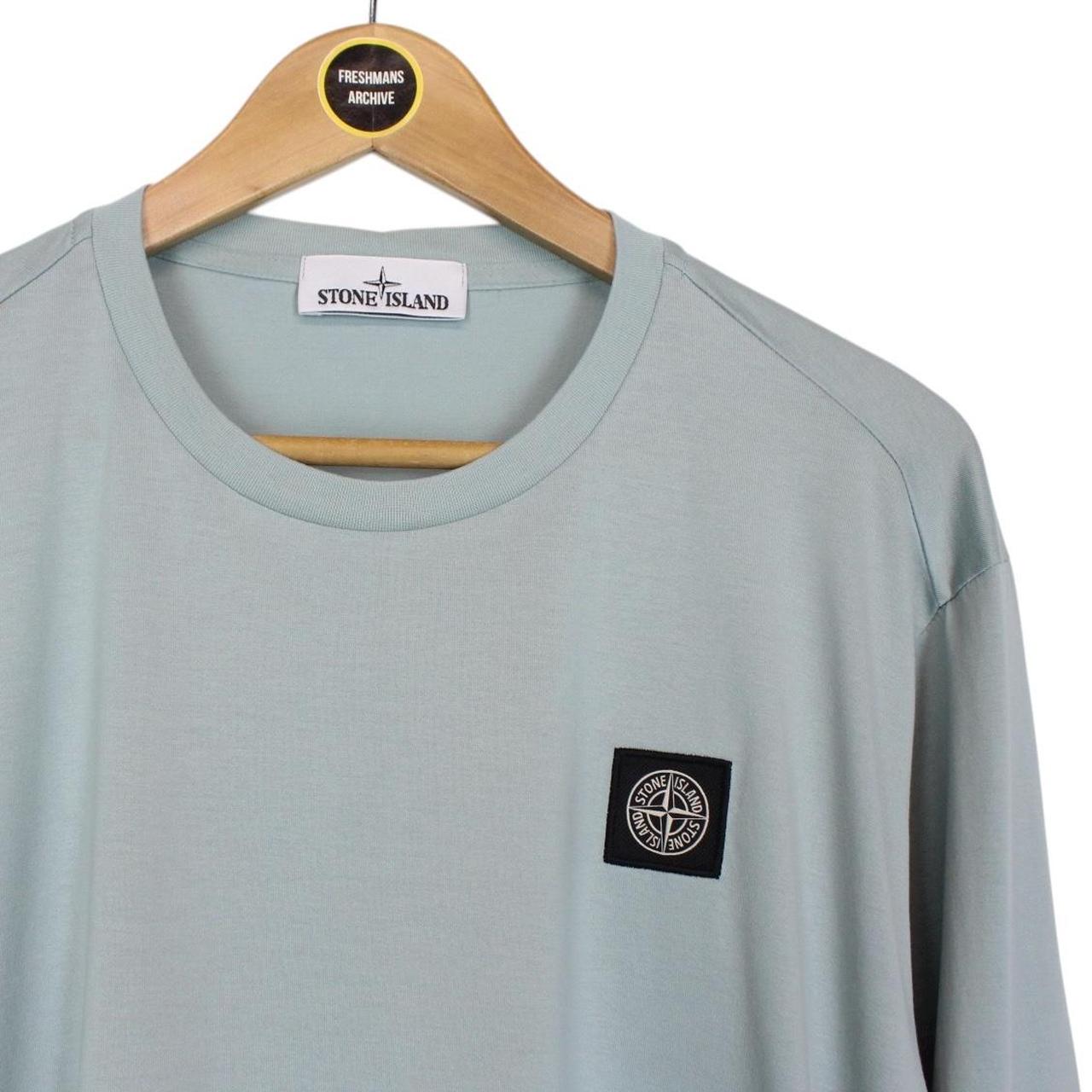 Stone Island Blue Long Sleeve Cotton Compass T-Shirt