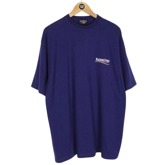Balenciaga Blue Political Campaign Logo Short Sleeve Cotton T-Shirt