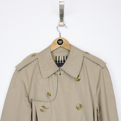 Vintage 90s Burberry Tan Brown Nova Check Double Breasted Belted Trench Coat
