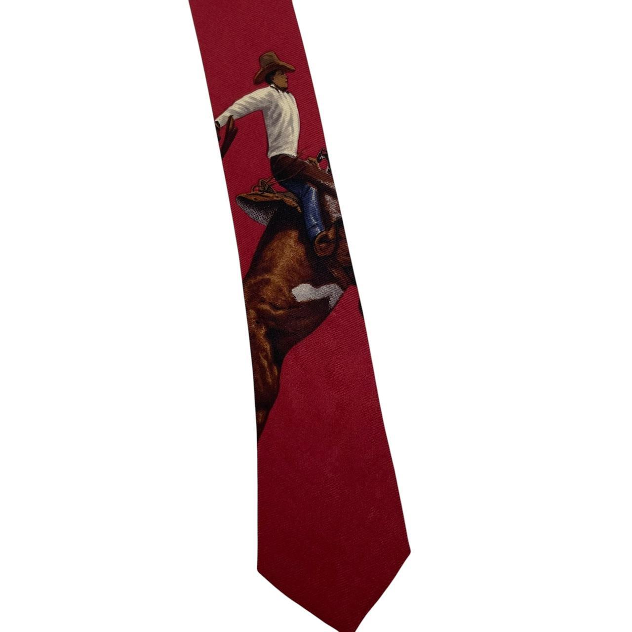 Vintage Polo Ralph Lauren Burgundy Equestrian Print Silk Tie