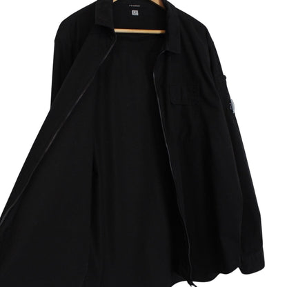 CP Company Black Full Zip Cotton Lens Overshirt Jacket