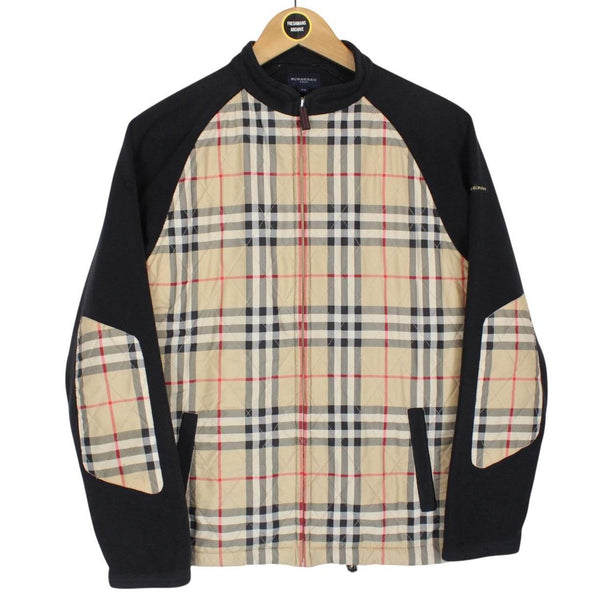 Burberry Golf Black and Beige Nova Check Full Zip Fleece Jumper