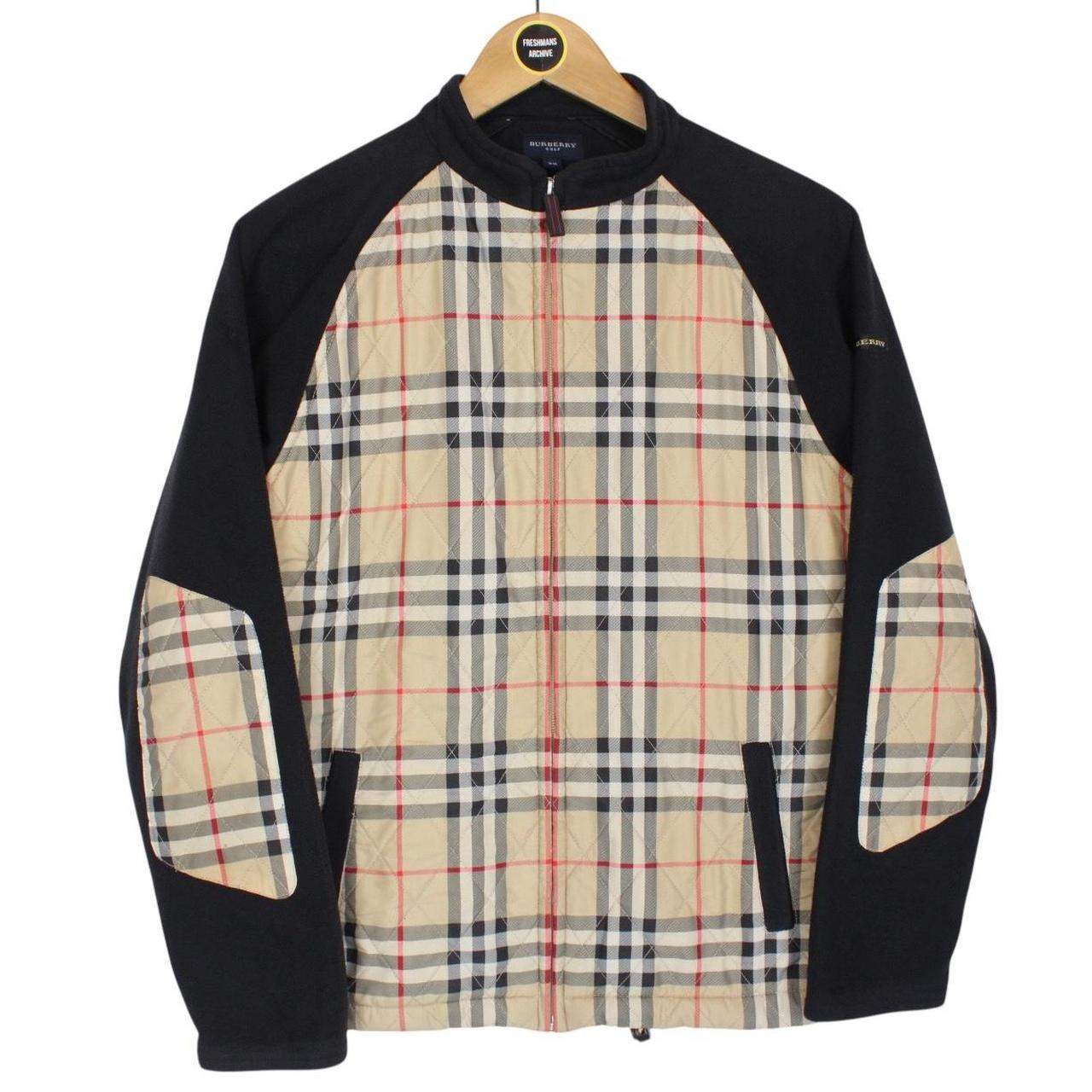 Burberry Golf Black and Beige Nova Check Full Zip Fleece Jumper