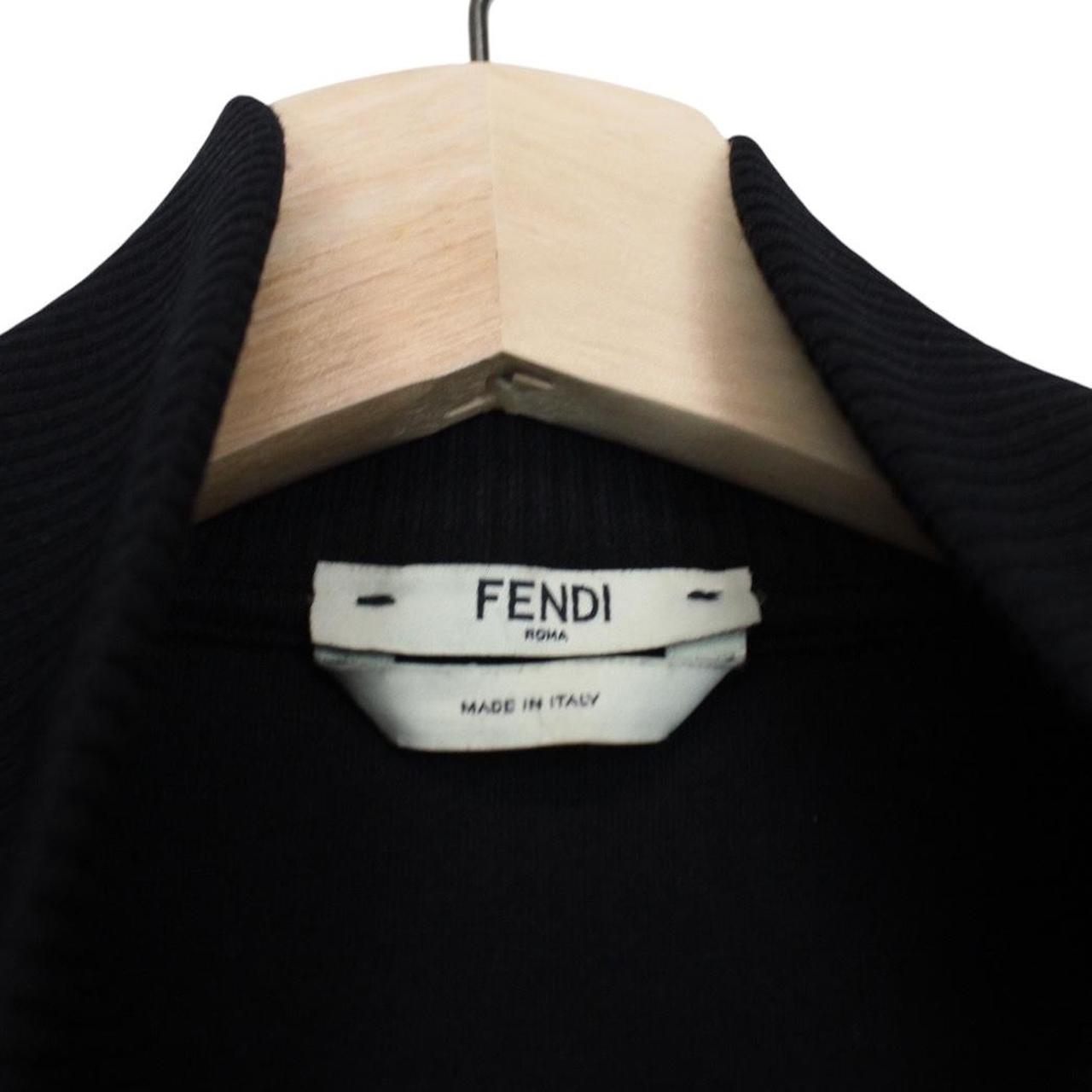 Fendi black and brown track jacket with Zucca monogram pattern and full zip.