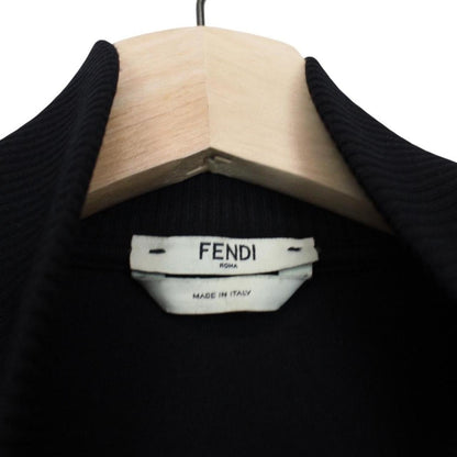 Fendi black and brown track jacket with Zucca monogram pattern and full zip.
