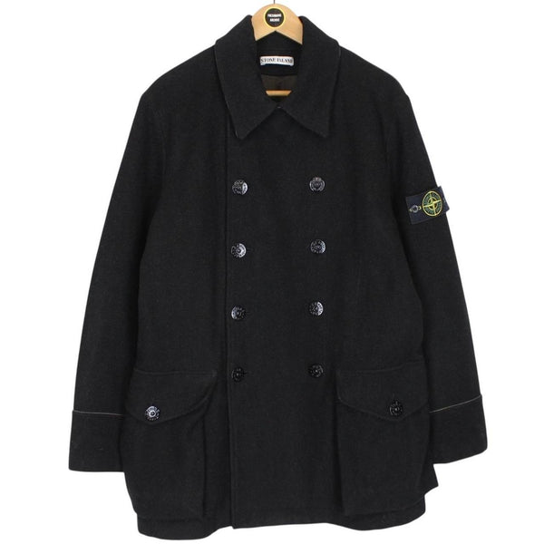 Vintage Stone Island AW 2002 Black Heavyweight Wool Pea Coat
