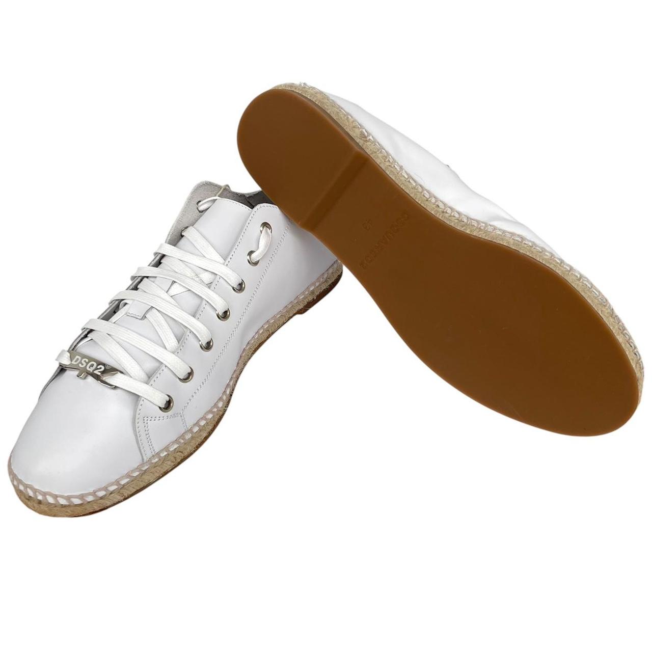 Dsquared2 White and Brown Leather Flat Espadrille Trainers