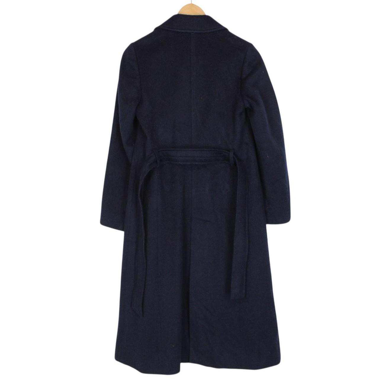 Vintage 90s Burberry Navy Blue Virgin Wool Double Breasted Belted Coat