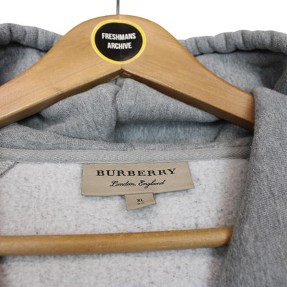 Burberry Grey and White Embroidered Logo Spellout Hoodie Jumper