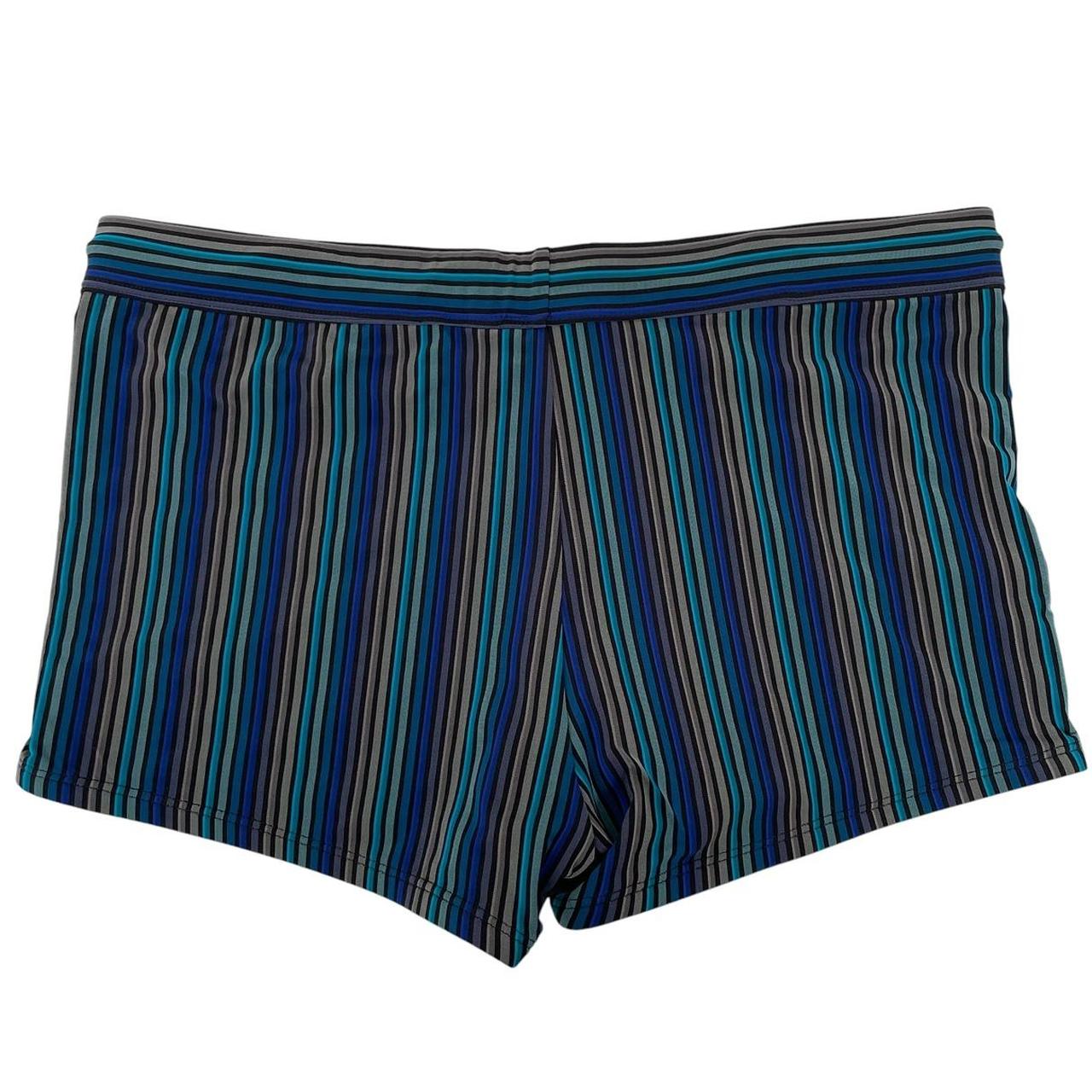 Paul Smith multicoloured striped swim shorts with brand logo and new with tags.