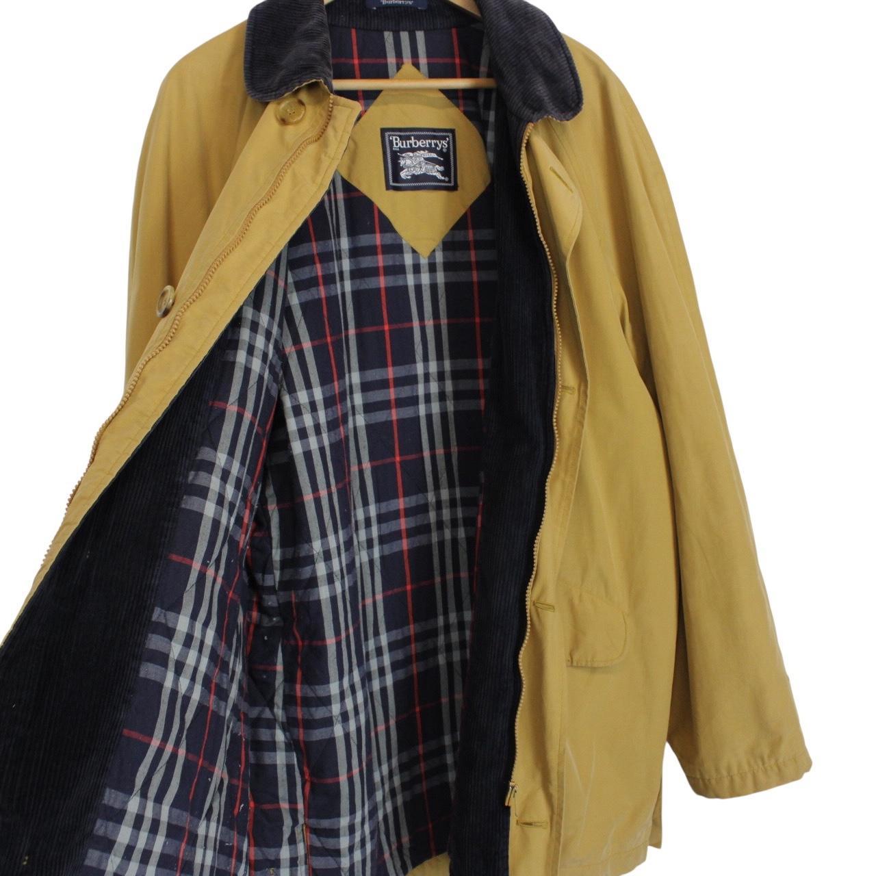 Vintage 90s Burberry Mustard Yellow Nova Check Lined Quilted Coat