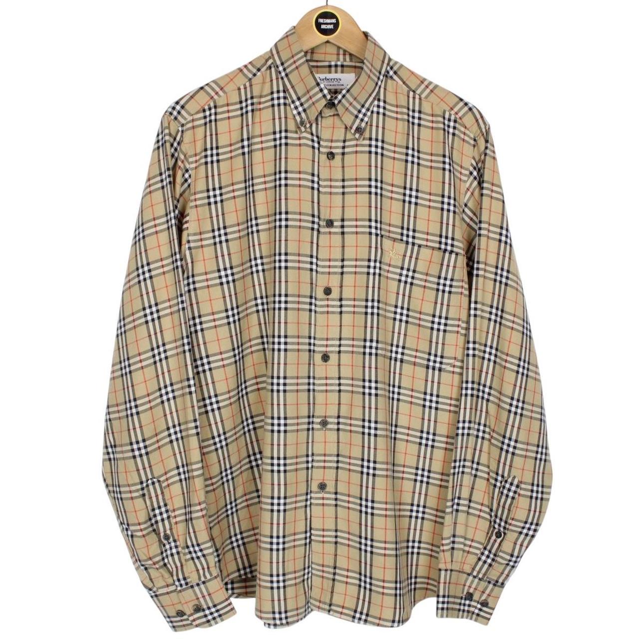 Vintage 90s Burberry Beige Nova Check Cotton Long Sleeve Shirt