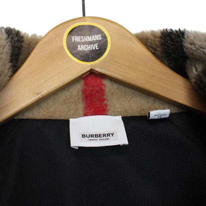Burberry Tan Brown Nova Check Norton Wool Mix Fleece Jacket