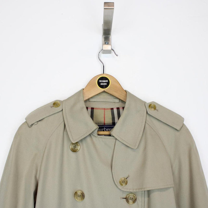 Vintage 90s Burberry Beige Double Breasted Belted Trench Coat